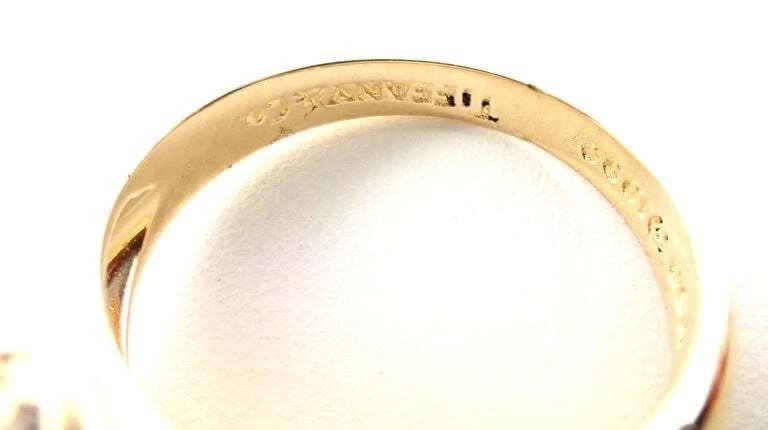 Authentic! Tiffany & Co 18k Yellow Gold Diamond Signature X Band Ring - 7