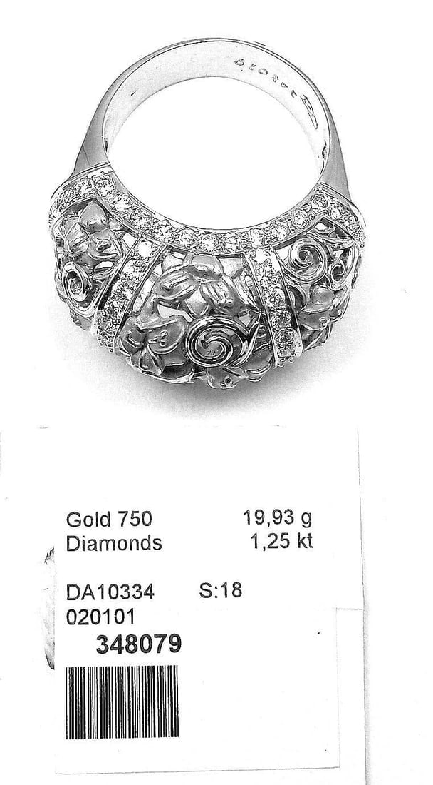 New! Authentic Carrera Y Carrera Taj Mahal 18k White Gold Diamond Ring Cert. - 4