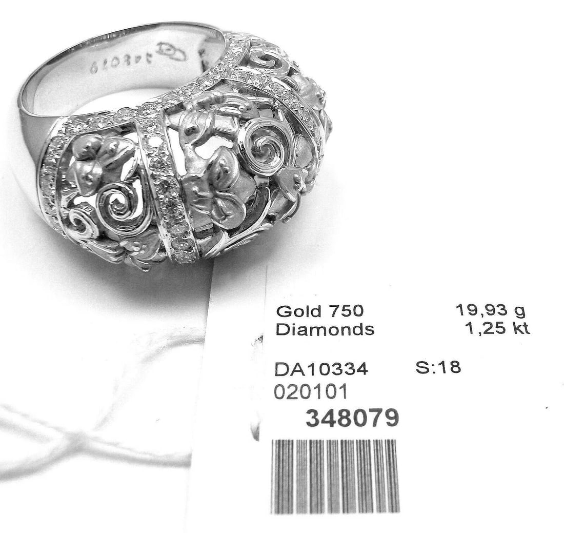 New! Authentic Carrera Y Carrera Taj Mahal 18k White Gold Diamond Ring Cert. - 5