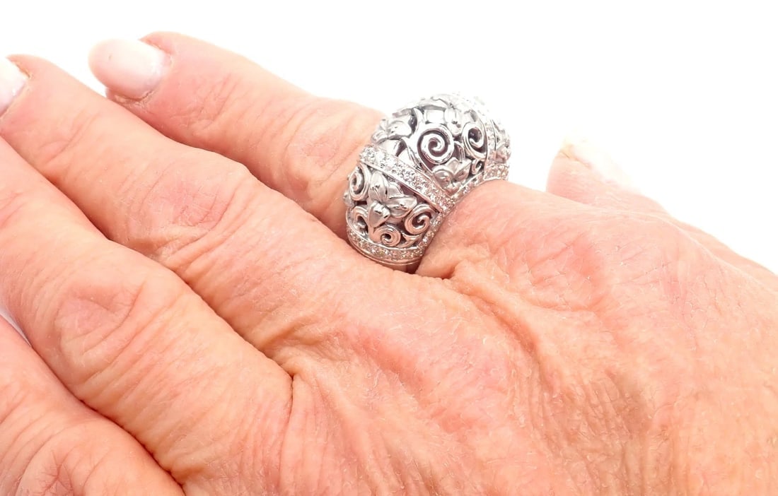 New! Authentic Carrera Y Carrera Taj Mahal 18k White Gold Diamond Ring Cert. - 8