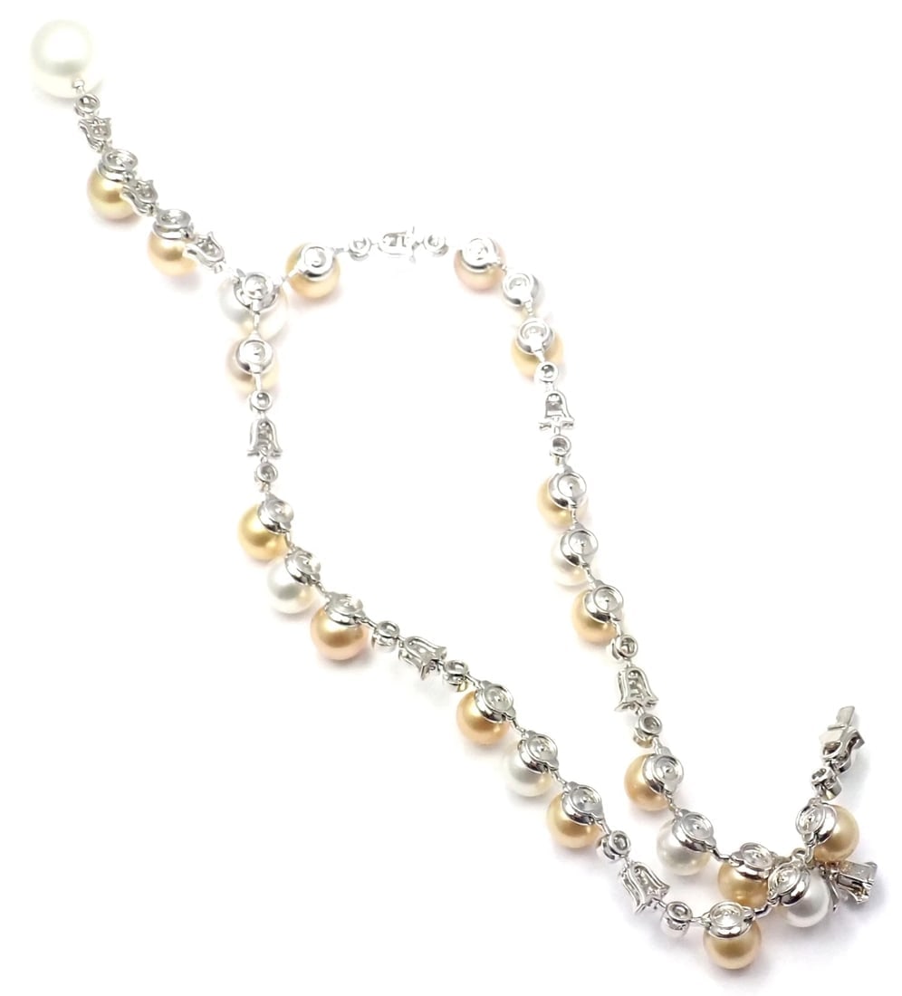 Authentic! Cartier Calin Platinum Diamond Tahitian & South Sea Pearl Necklace - 7