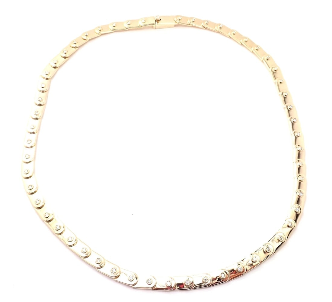 Rare! Authentic Gucci 18k Yellow Gold Diamond Tennis Necklace - 4