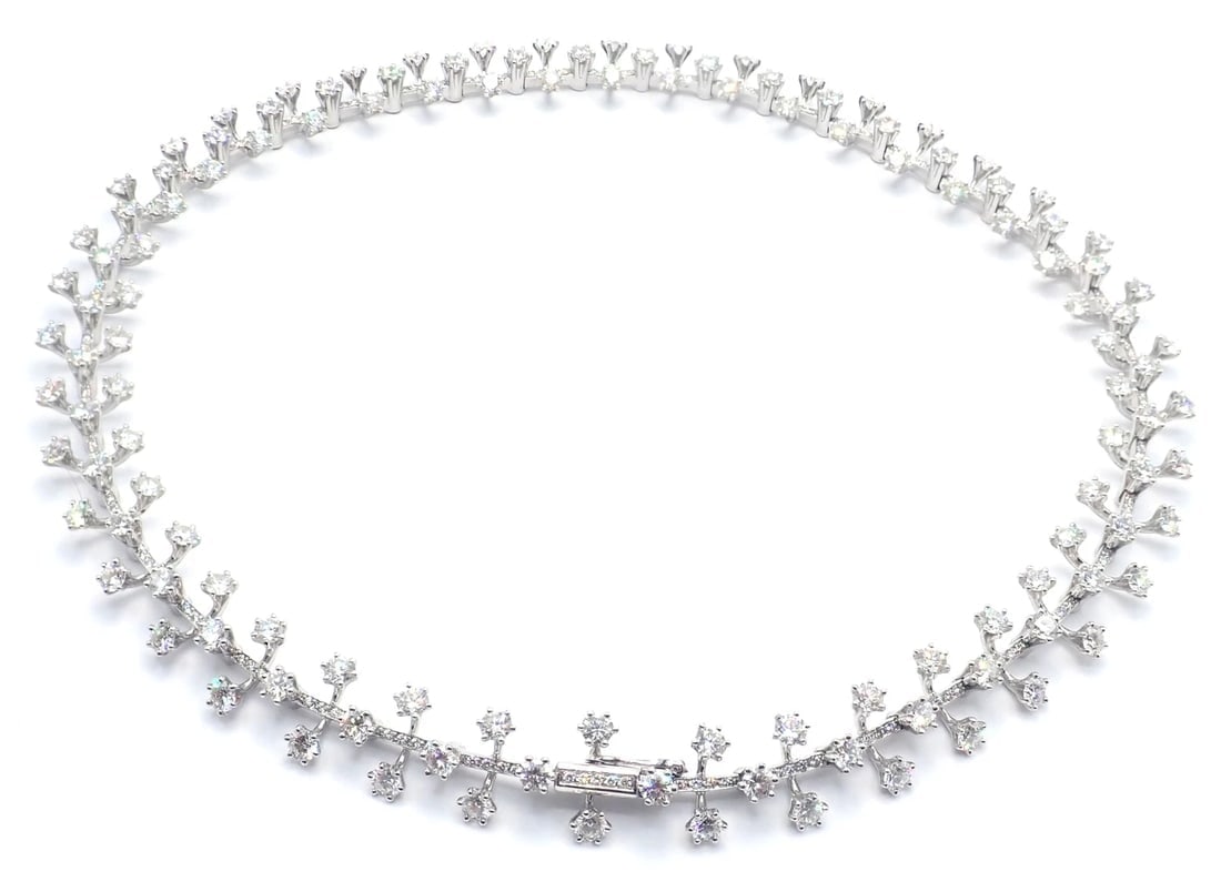 Authentic Tiffany & Co Spray Platinum Diamond Necklace Earrings Set Paper France - 10