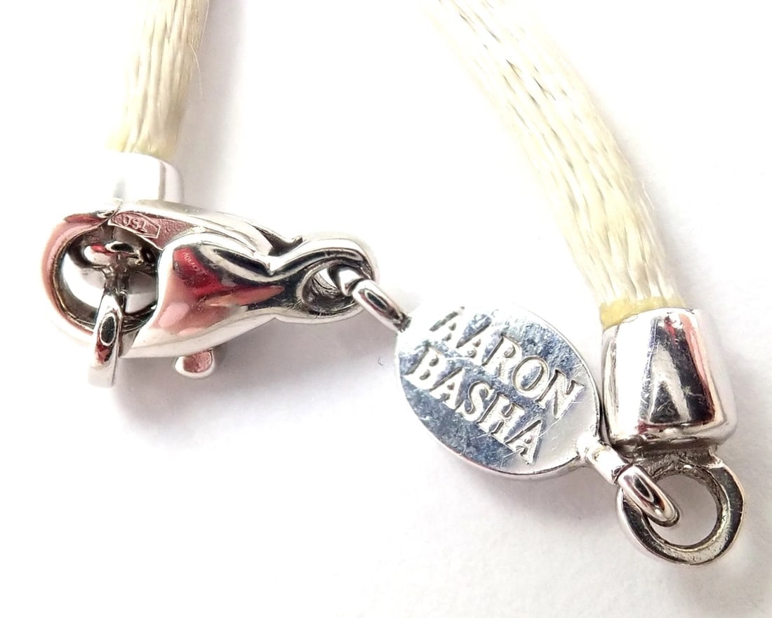 Authentic! Aaron Basha 18k White Gold Diamond Enhancer 3 Charms Spacer Necklace - 4