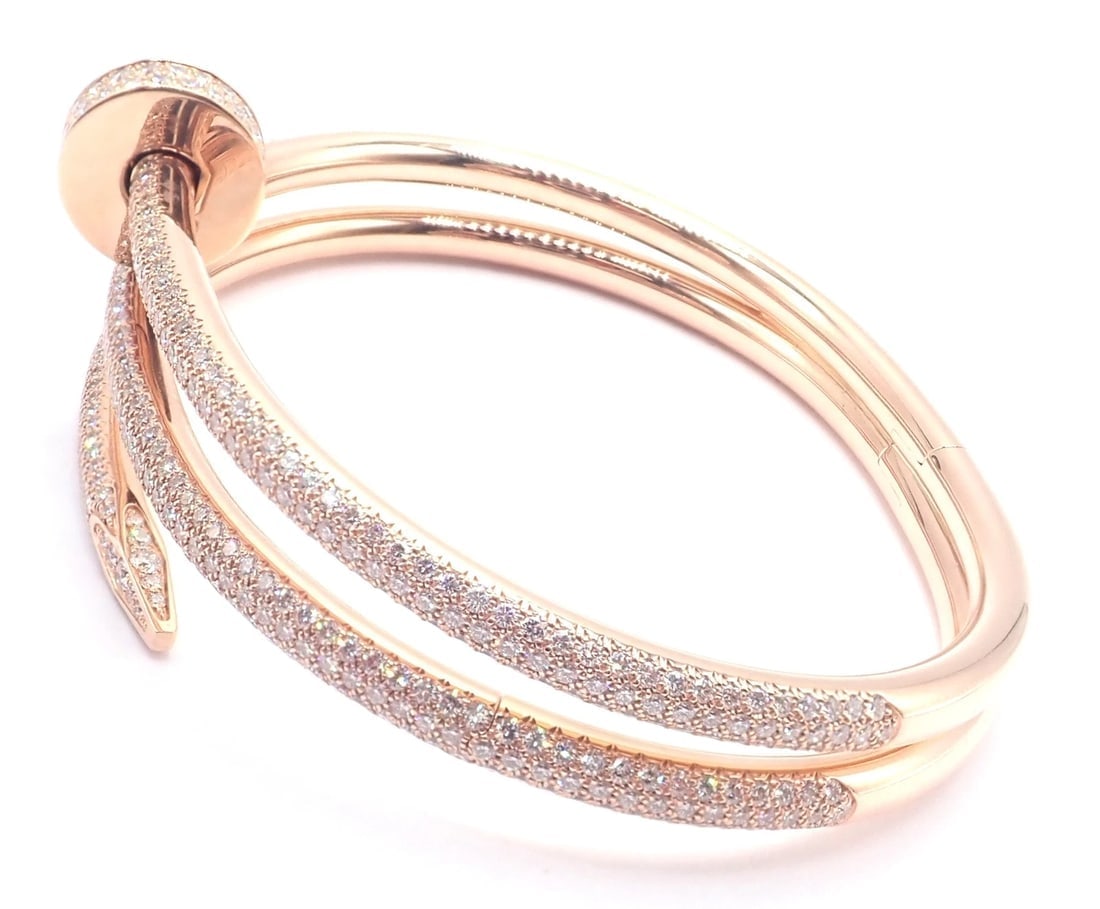 Cartier Juste un Clou Nail 18k Rose Gold Diamond Bangle Bracelet Size 16 Paper - 5
