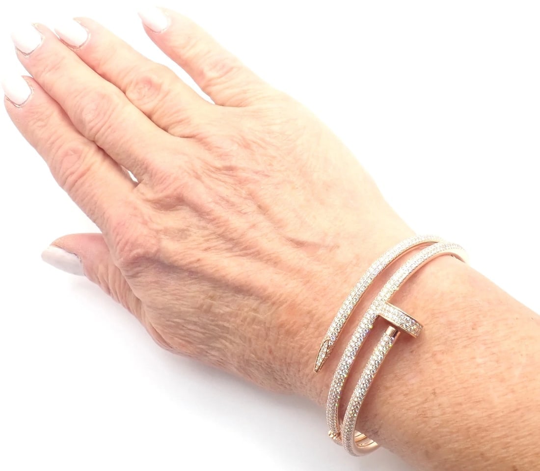 Cartier Juste un Clou Nail 18k Rose Gold Diamond Bangle Bracelet Size 16 Paper - 8