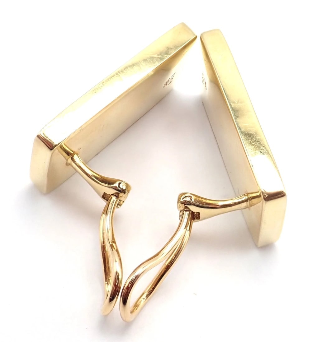 Tiffany & Co Cummings 18k Yellow Gold Inlaid Black Jade MOP Domino Earrings - 9