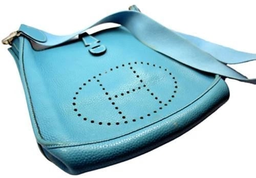 Authentic! Hermes Evelyne Blue Jean Clemence Leather PM Handbag Purse - 2