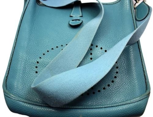 Authentic! Hermes Evelyne Blue Jean Clemence Leather PM Handbag Purse - 5