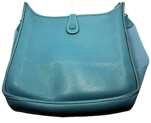 Authentic! Hermes Evelyne Blue Jean Clemence Leather PM Handbag Purse - 6