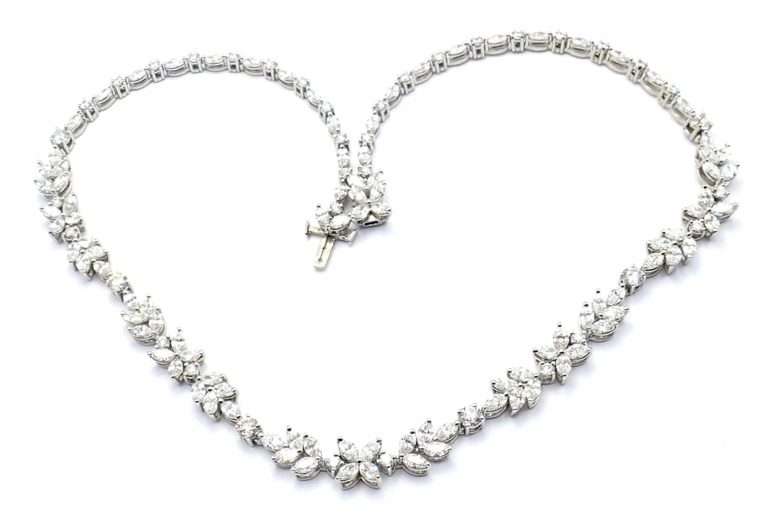 Tiffany & Co Victoria Platinum 15.92ct Diamond Mixed Cluster Necklace Paper - 12