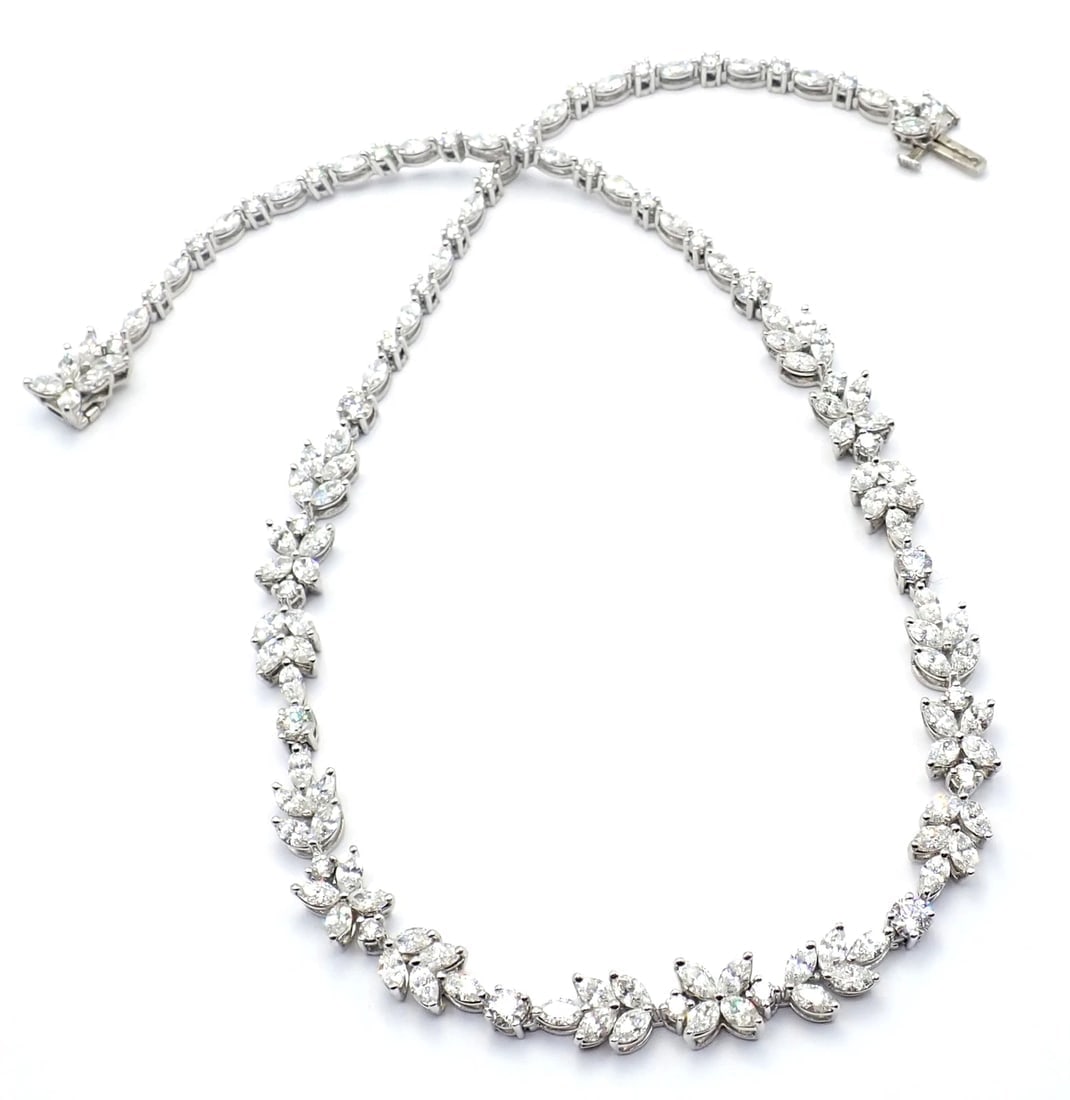 Tiffany & Co Victoria Platinum 15.92ct Diamond Mixed Cluster Necklace Paper - 17