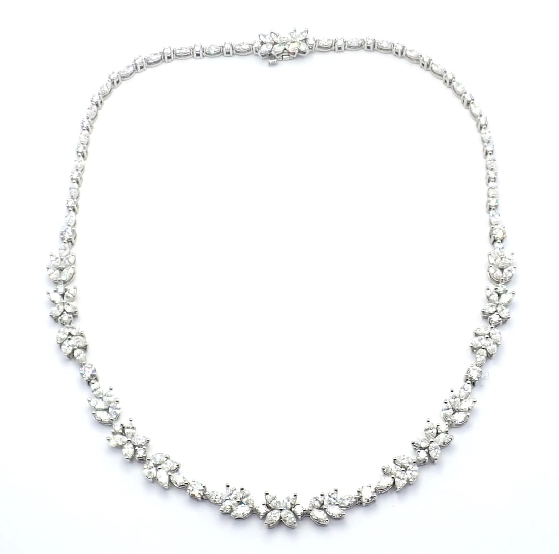 Tiffany & Co Victoria Platinum 15.92ct Diamond Mixed Cluster Necklace Paper - 18