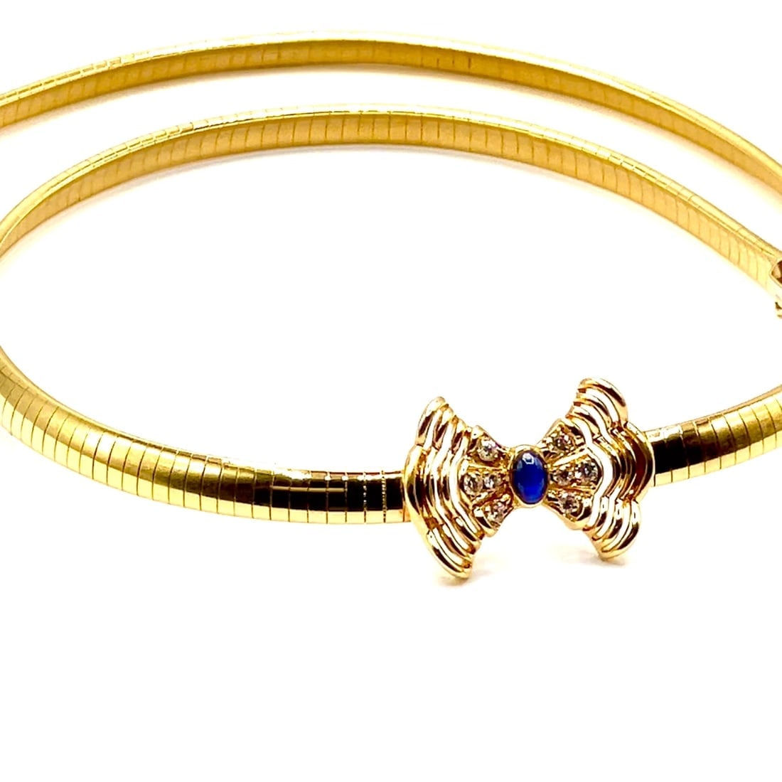 Rare! Authentic Christian Dior 18k Yellow Gold Diamond Sapphire Bow Necklace - 2