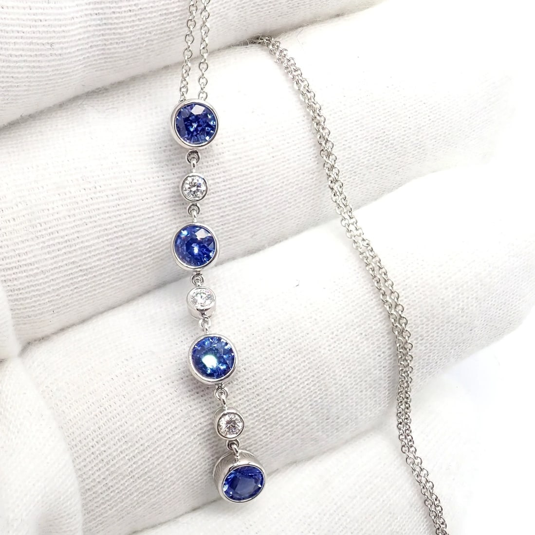 Authentic! Tiffany & Co Platinum Jazz Diamond Tanzanite Pendant Necklace - 10