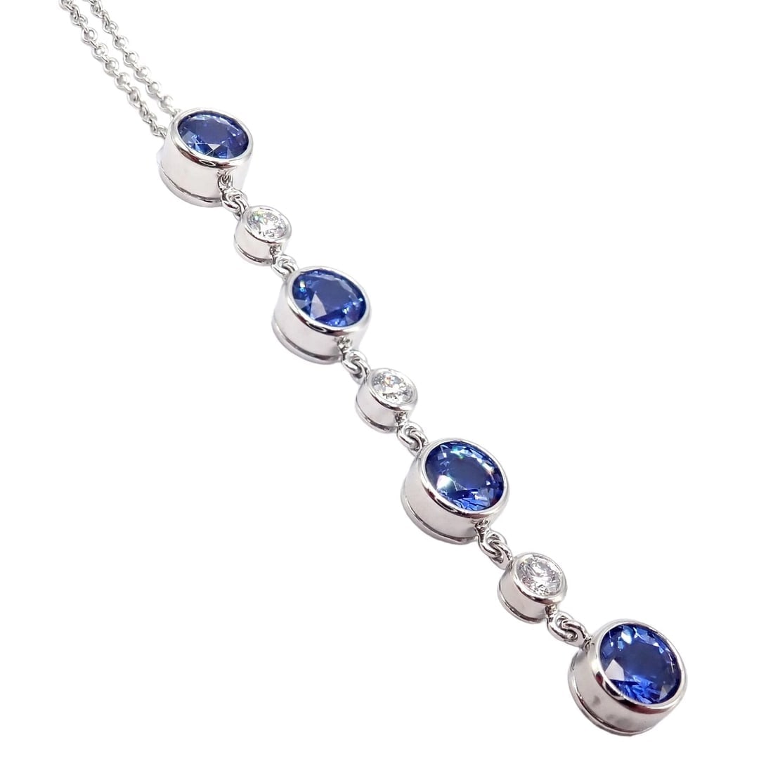 Authentic! Tiffany & Co Platinum Jazz Diamond Tanzanite Pendant Necklace - 11
