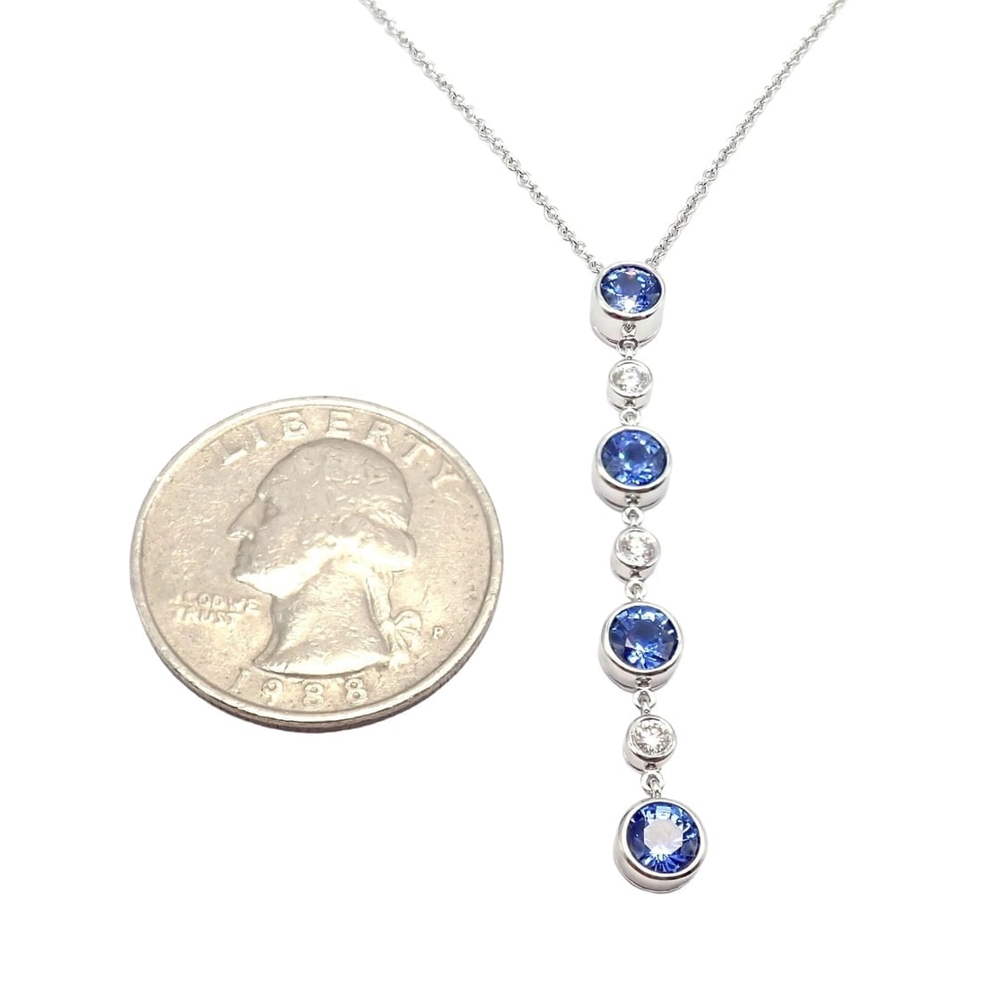 Authentic! Tiffany & Co Platinum Jazz Diamond Tanzanite Pendant Necklace - 12