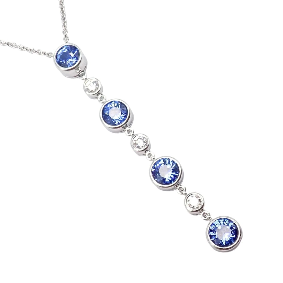 Authentic! Tiffany & Co Platinum Jazz Diamond Tanzanite Pendant Necklace - 13
