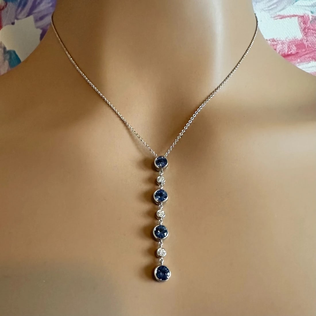 Authentic! Tiffany & Co Platinum Jazz Diamond Tanzanite Pendant Necklace - 15