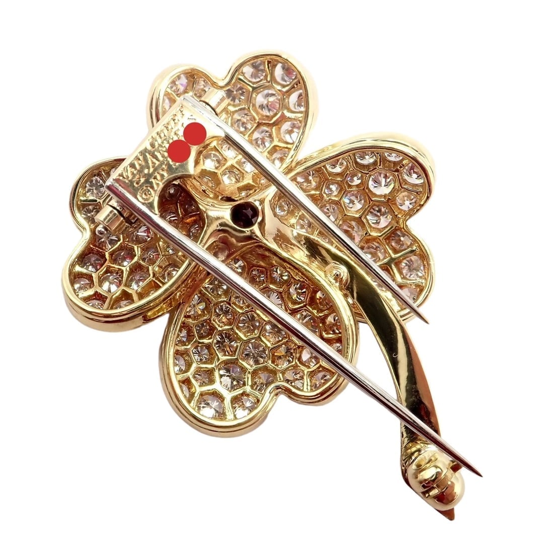 Vintage! Van Cleef & Arpels Cosmos 18k Yellow Gold Diamond Ruby Brooch Pendant - 11