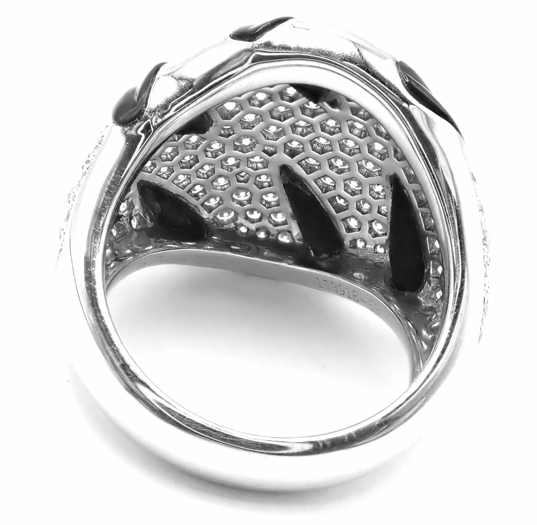 Authentic Cartier Panther Panthere Claw 18k White Gold Diamond Onyx Ring Size 53 - 3
