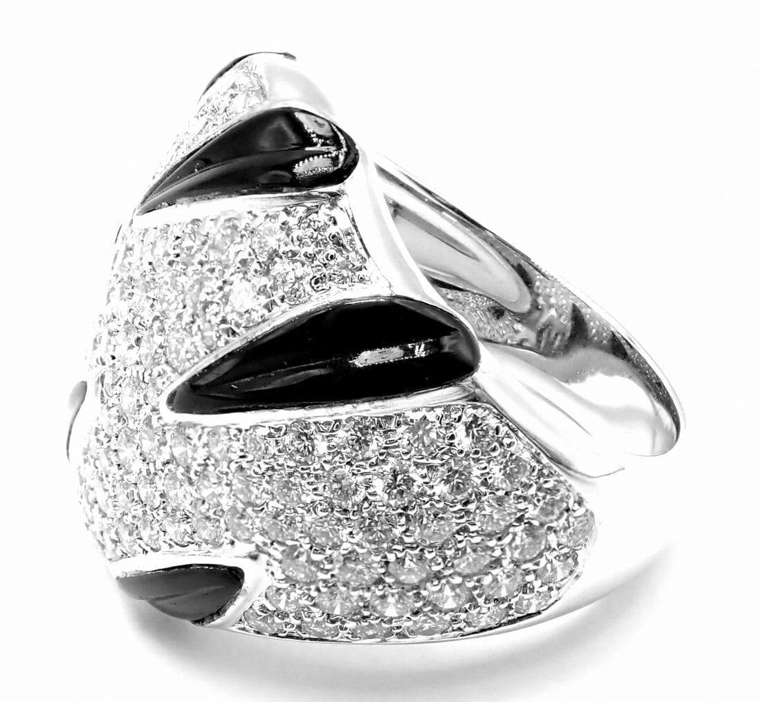 Authentic Cartier Panther Panthere Claw 18k White Gold Diamond Onyx Ring Size 53 - 4