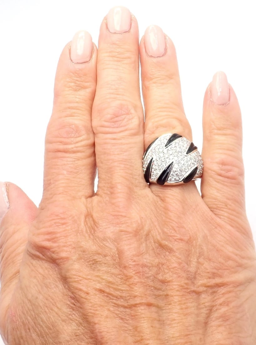 Authentic Cartier Panther Panthere Claw 18k White Gold Diamond Onyx Ring Size 53 - 5