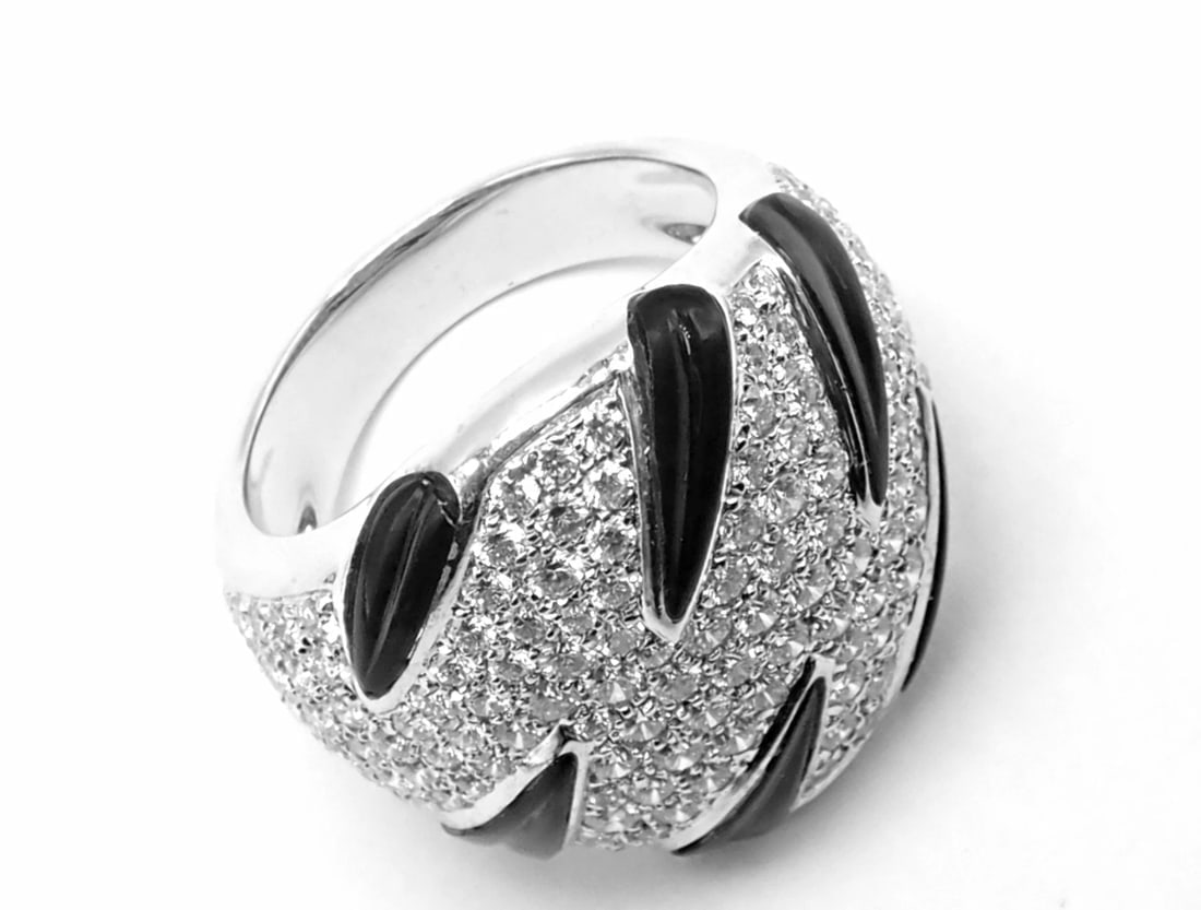 Authentic Cartier Panther Panthere Claw 18k White Gold Diamond Onyx Ring Size 53 - 6