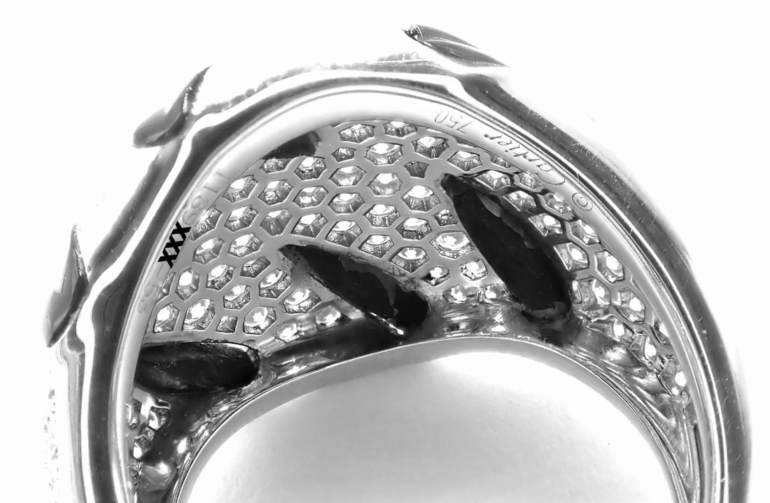Authentic Cartier Panther Panthere Claw 18k White Gold Diamond Onyx Ring Size 53 - 8