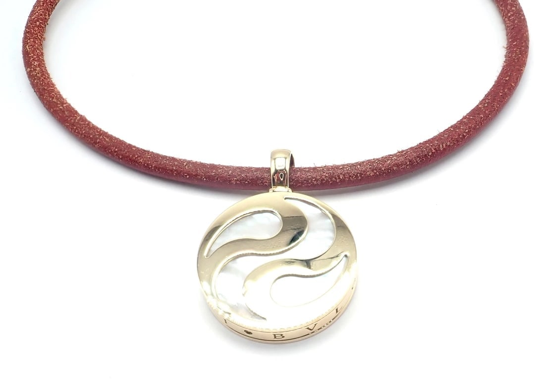Bvlgari Bulgari Optical Illusion 18K Gold Steel Spinning MOP Pendant Necklace - 4