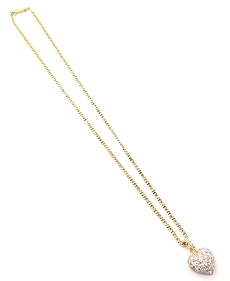 Authentic! Cartier 18k Yellow Gold 2ct Diamond Pavé Large Heart Pendant Necklace - 11