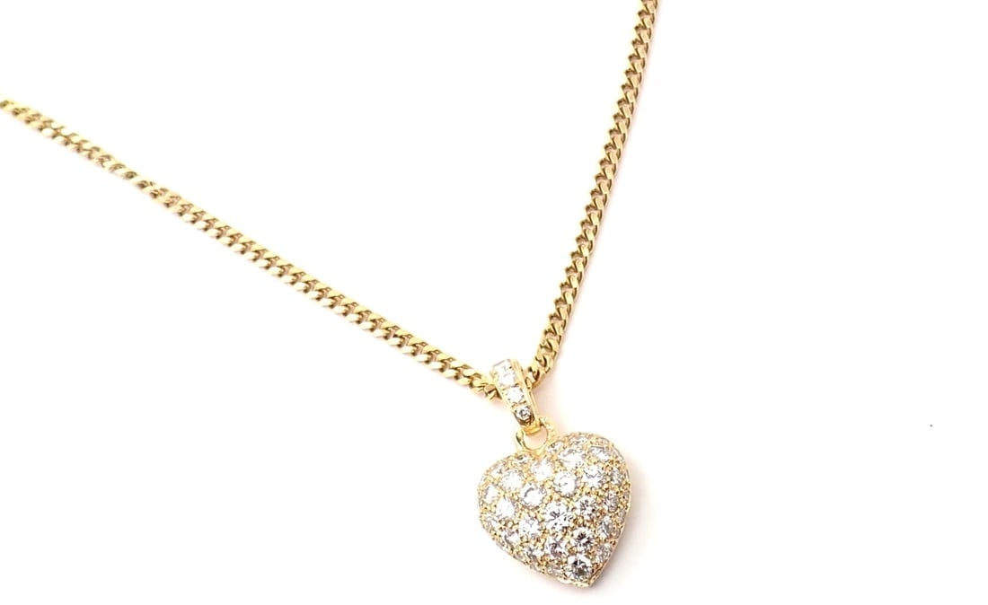 Authentic! Cartier 18k Yellow Gold 2ct Diamond Pavé Large Heart Pendant Necklace - 3