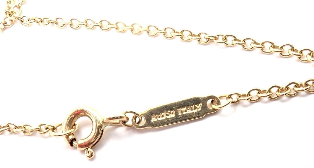 Authentic! Tiffany & Co 18k Yellow Gold Hardware Diamond Ball Pendant Necklace - 9