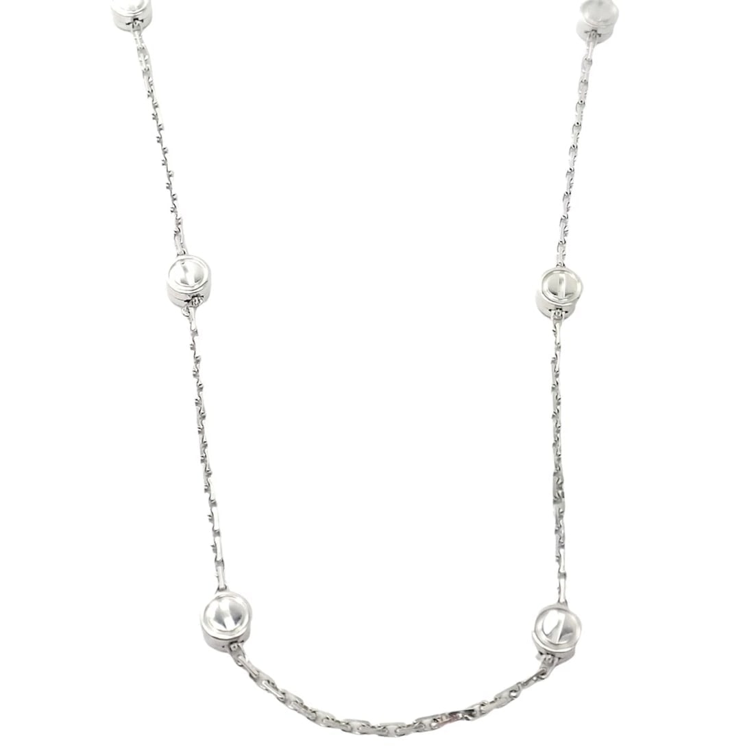 Authentic! Cartier Love Screws Station 18k White Gold 46" Long Chain Necklace - 2