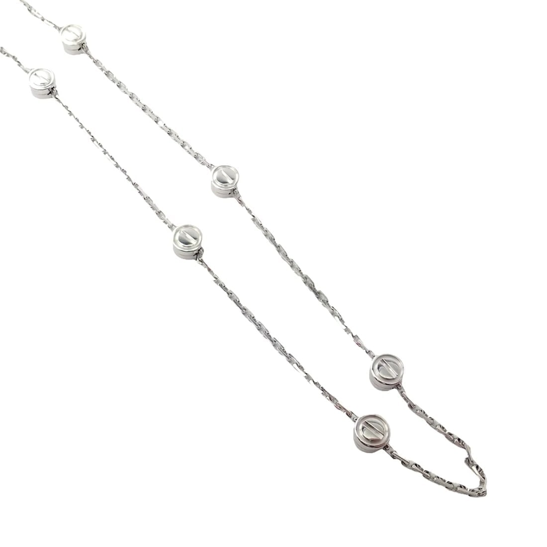 Authentic! Cartier Love Screws Station 18k White Gold 46" Long Chain Necklace - 5