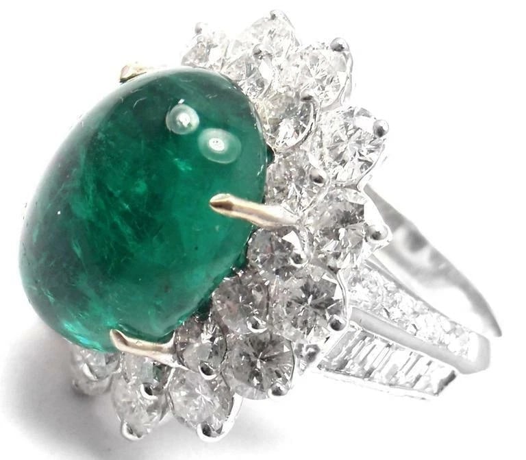 Authentic Craig Drake 18k White Gold Large 10.97ct Emerald Diamond Cocktail Ring - 12