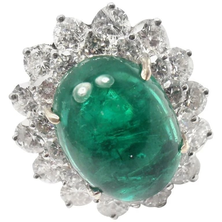 Authentic Craig Drake 18k White Gold Large 10.97ct Emerald Diamond Cocktail Ring (1 of 13)