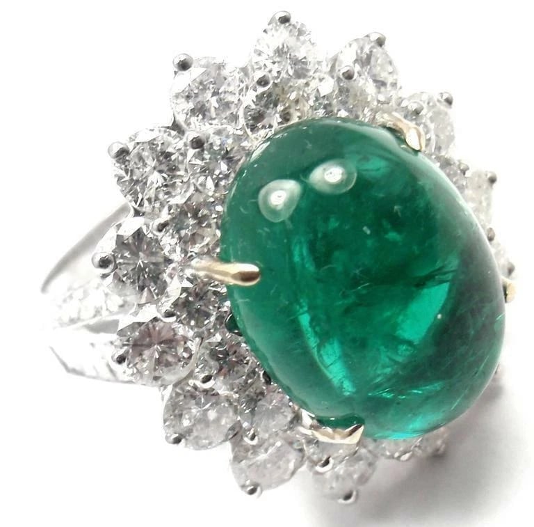 Authentic Craig Drake 18k White Gold Large 10.97ct Emerald Diamond Cocktail Ring - 3