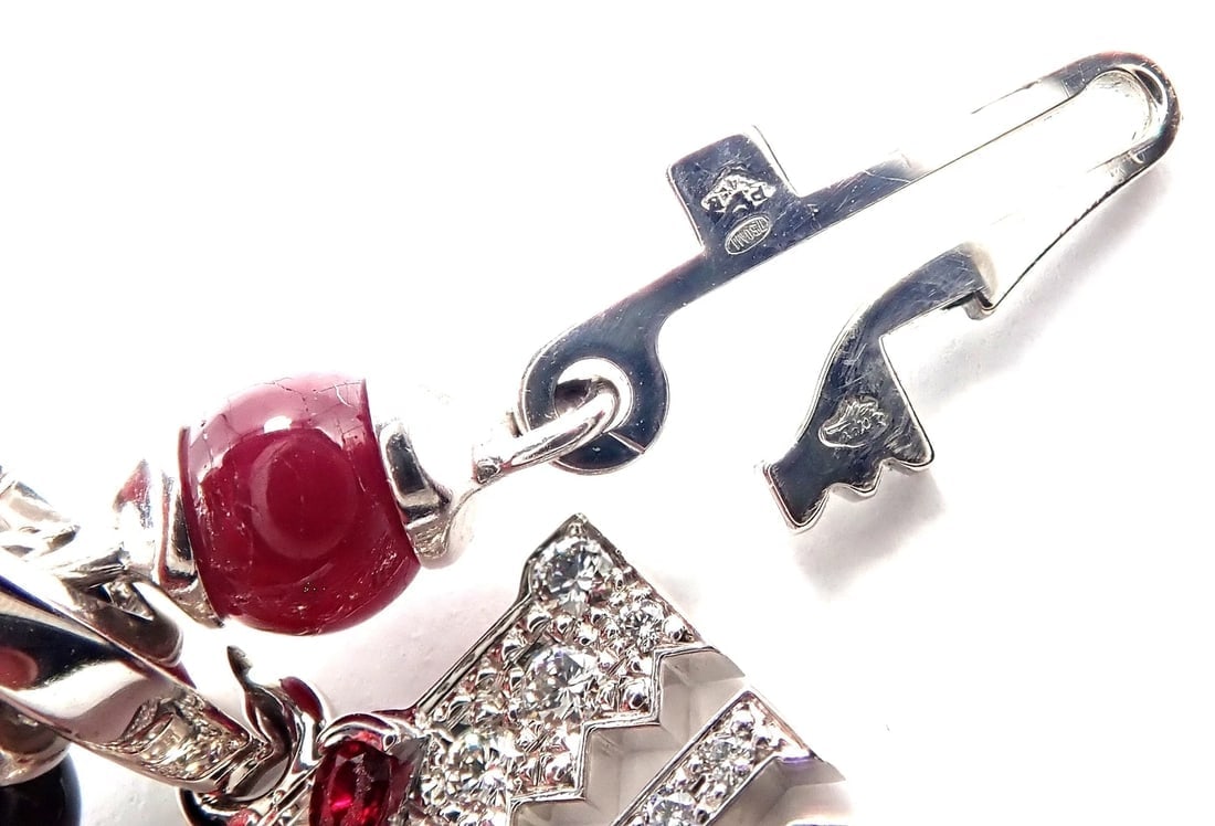 Cartier Le Baiser Du Dragon 18k Gold Diamond Ruby Onyx 2 Charms Bangle Bracelet - 10