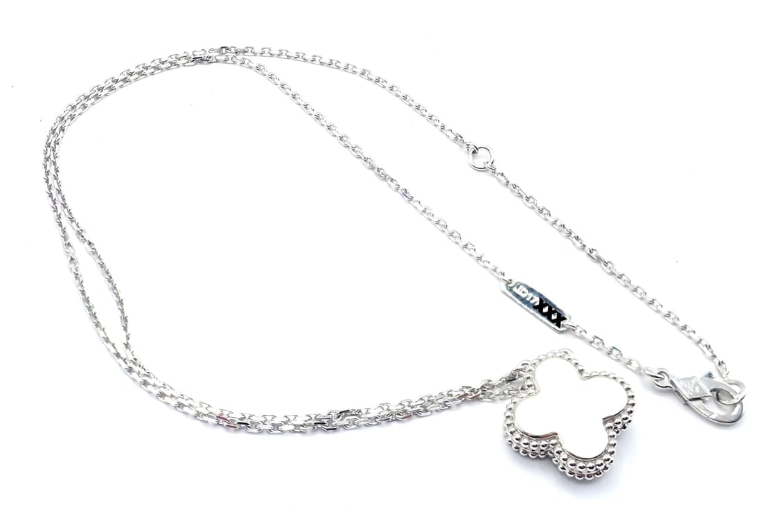 Van Cleef &Arpels Celadon Sèvres Porcelain Diamond 18k Vintage Alhambra Necklace - 13