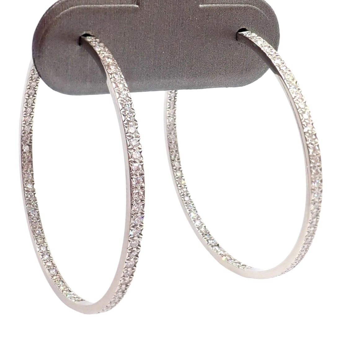 Authentic! Tiffany & Co Platinum Metro Diamond Large Inside Out Hoop Earrings - 13