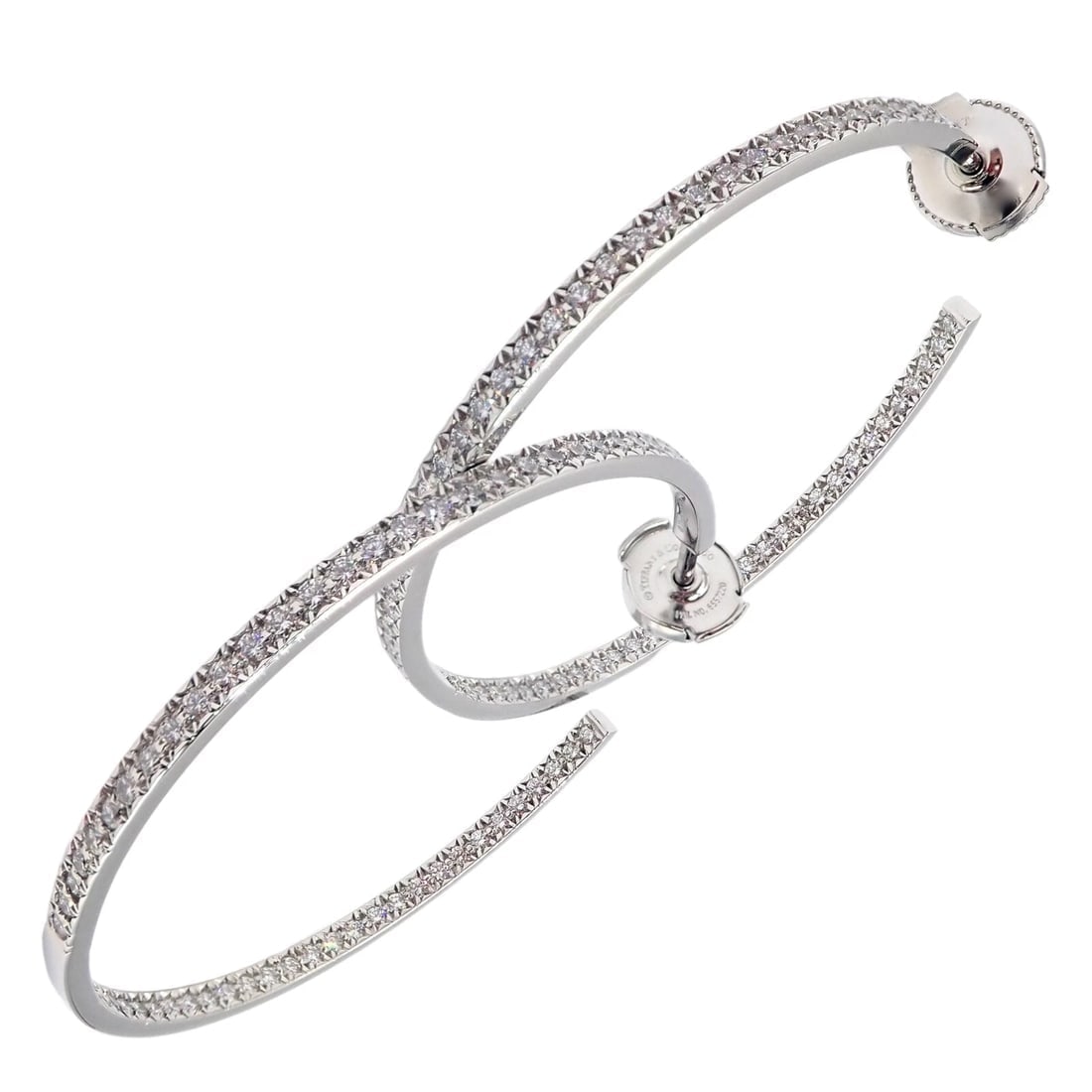 Authentic! Tiffany & Co Platinum Metro Diamond Large Inside Out Hoop Earrings (1 of 13)