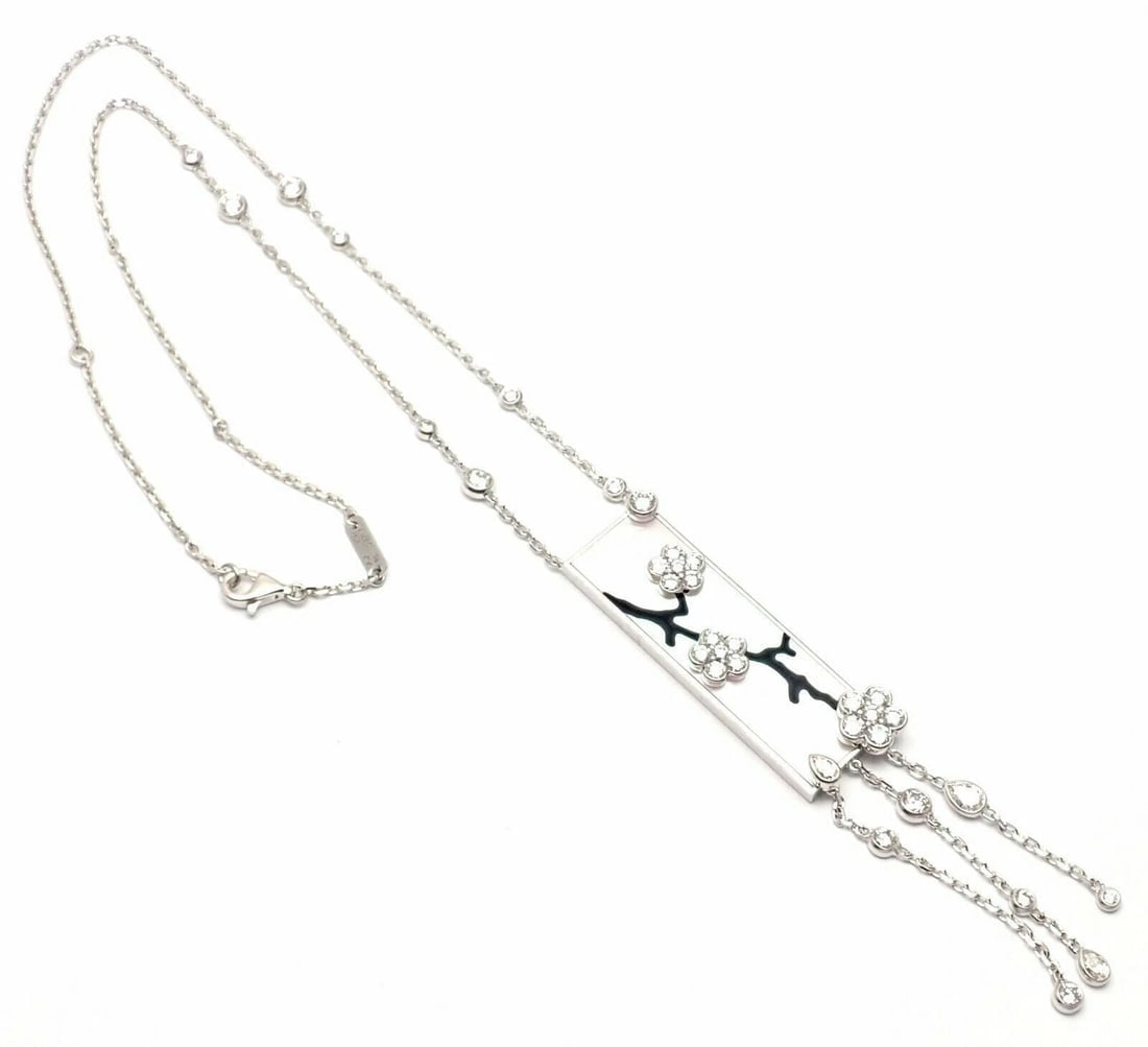 Authentic! Van Cleef & Arpels Miroir Des Eaux 18k Gold Diamond MOP Necklace - 10