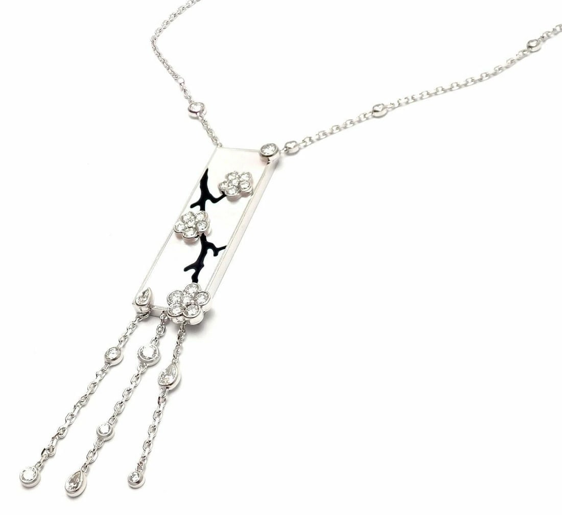 Authentic! Van Cleef & Arpels Miroir Des Eaux 18k Gold Diamond MOP Necklace - 13