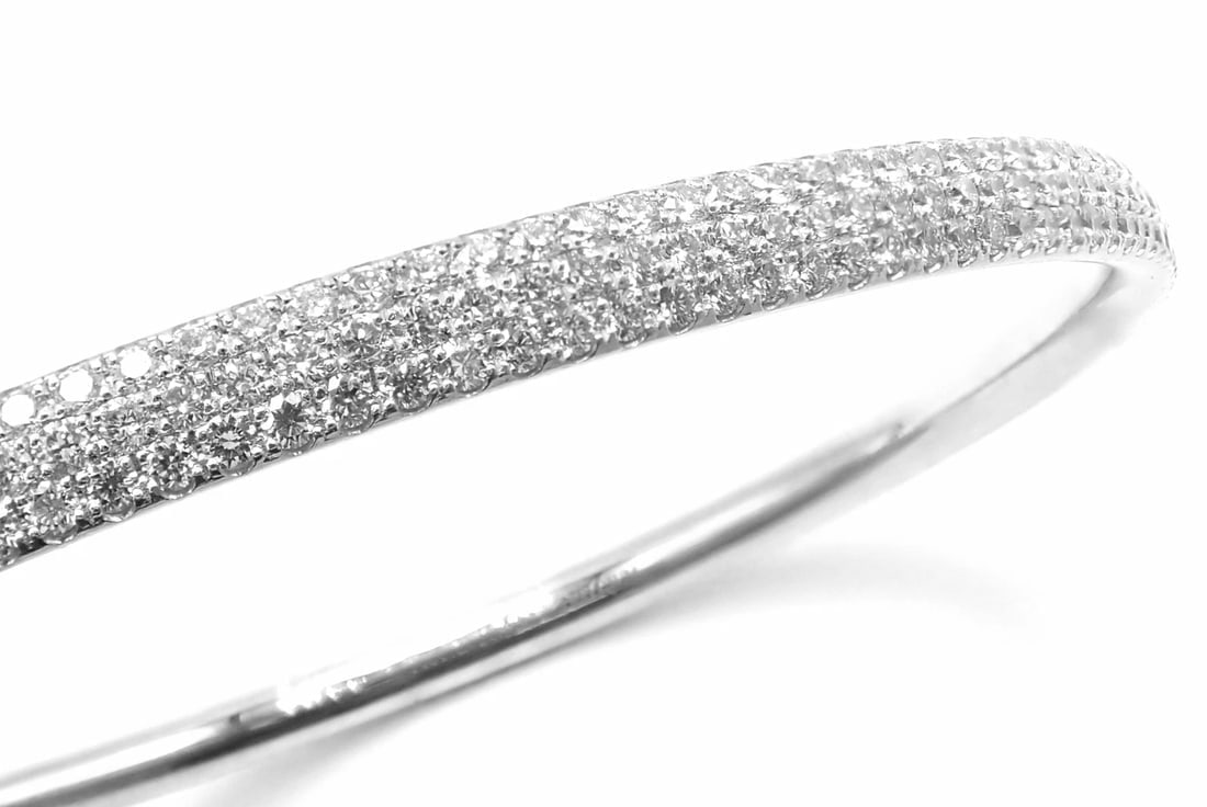 Tiffany & Co Metro 18k White Gold Full Diamond Three Row Bangle Bracelet $22,300 - 9