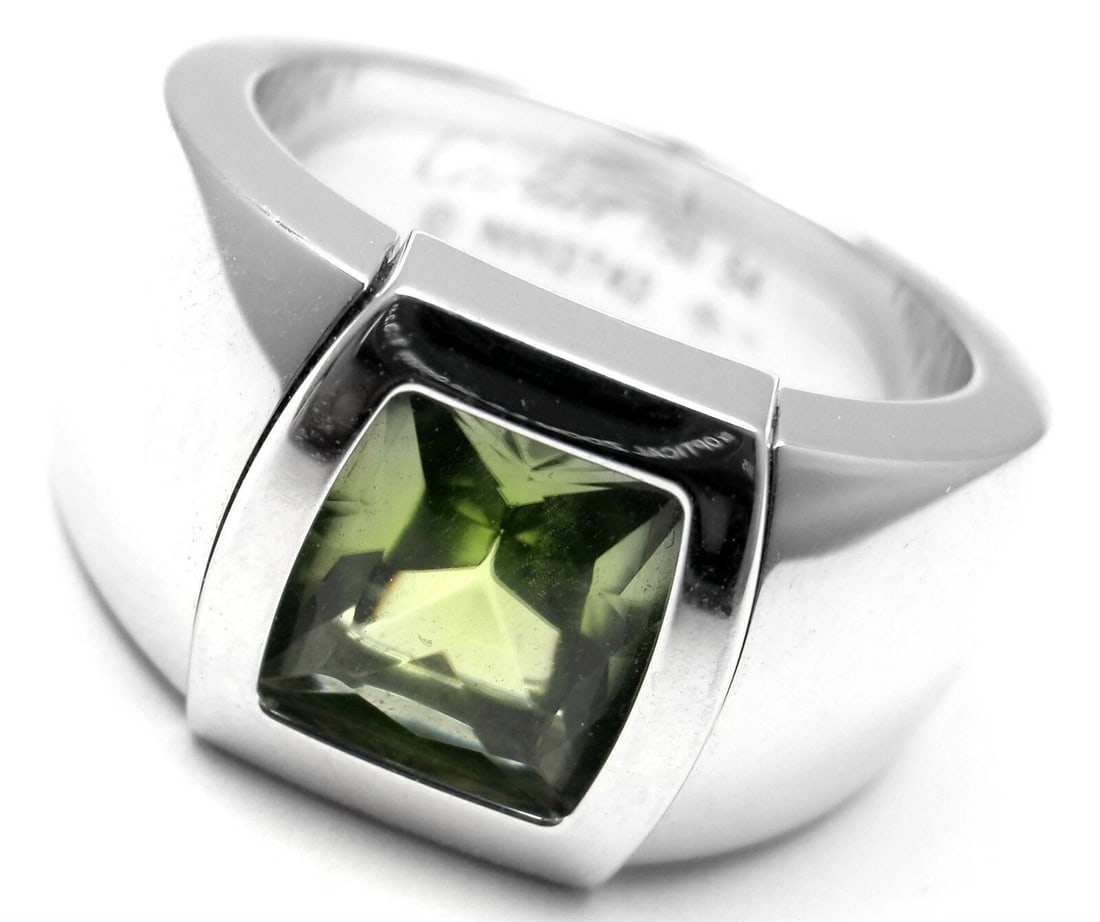 Rare! Authentic Cartier La Dona 18k White Gold Peridot Ring Box Certificate - 10