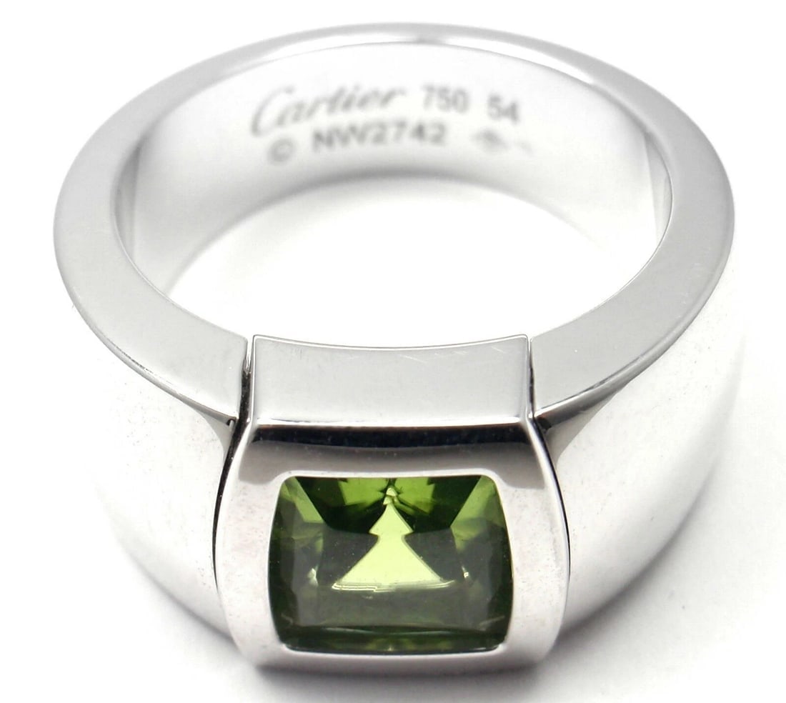 Rare! Authentic Cartier La Dona 18k White Gold Peridot Ring Box Certificate - 6