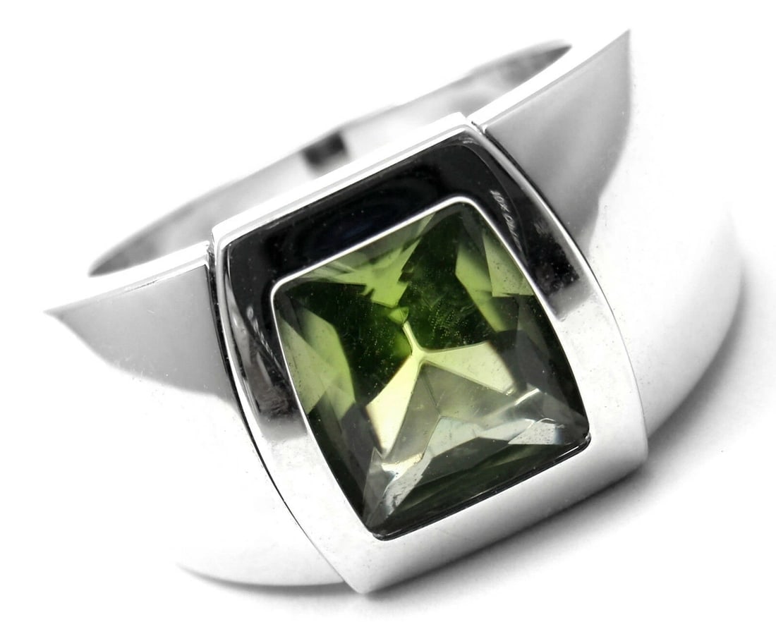 Rare! Authentic Cartier La Dona 18k White Gold Peridot Ring Box Certificate - 8