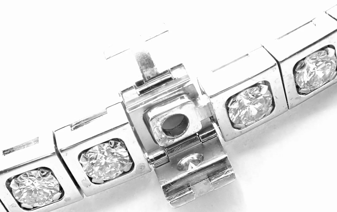 Rare! Authentic Cartier Tectonique 18k White Gold Diamond Tennis Necklace - 10