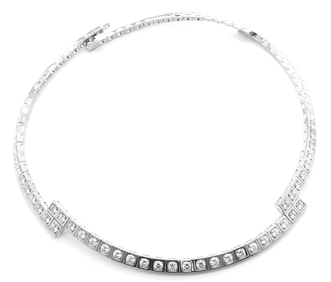 Rare! Authentic Cartier Tectonique 18k White Gold Diamond Tennis Necklace: Rare! Authentic Cartier Tectonique 18k White Gold Diamond Tennis Necklace About This Piece: About Cartier: The company has a long and distinguished history of serving royalty, as well as stars and